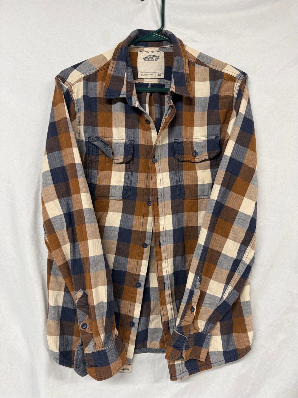 Vans Men's Plaid Button-Down Shirt - Brown, Navy & Cream
